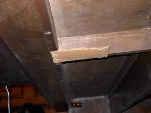 Shelf under table for hidden recorder